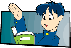 Student holding up his hand